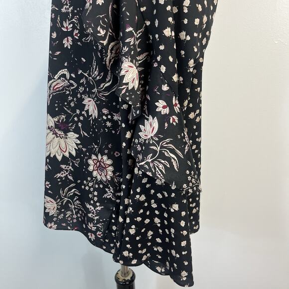 Le Gali Blouse Top size XL Black Red Purple Floral Ruffle Peasant Style Womens - Picture 7 of 9